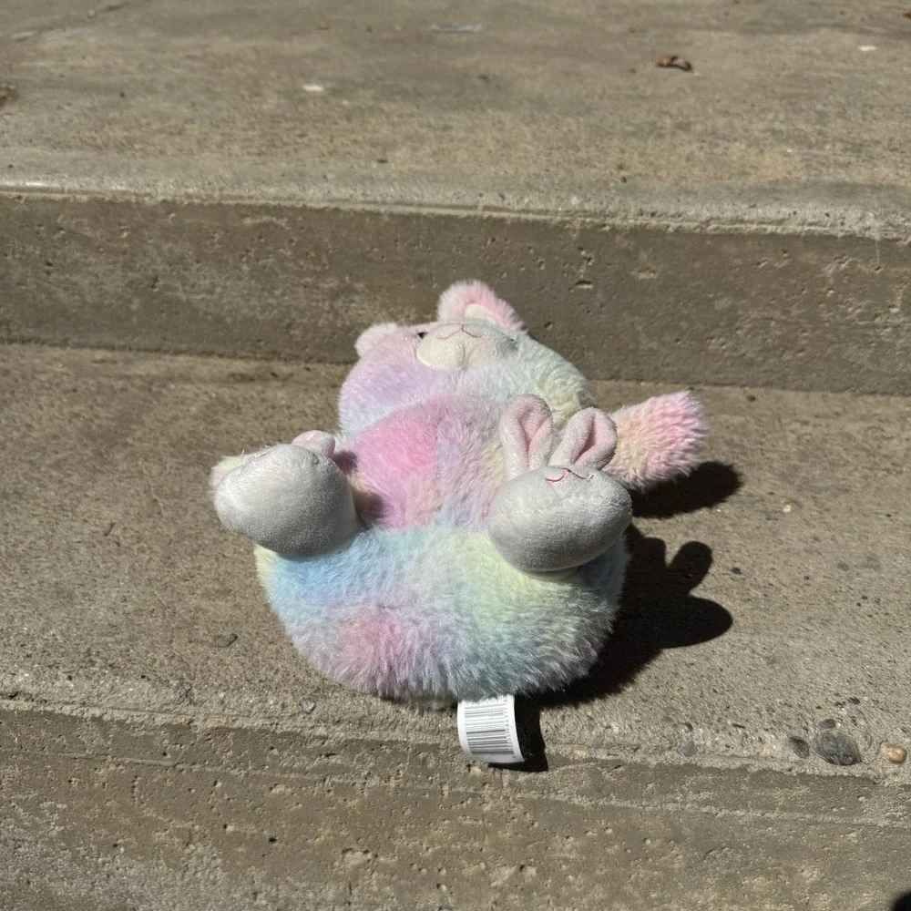 Tyedye‎ Bunny Plush Wearing Bunny Slippers Rainbow Pastel